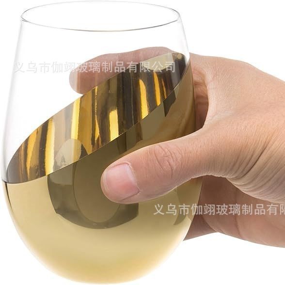 高颜值金边蛋形玻璃杯红酒杯威士忌酒杯透明水杯早餐杯厂家批发|undefined