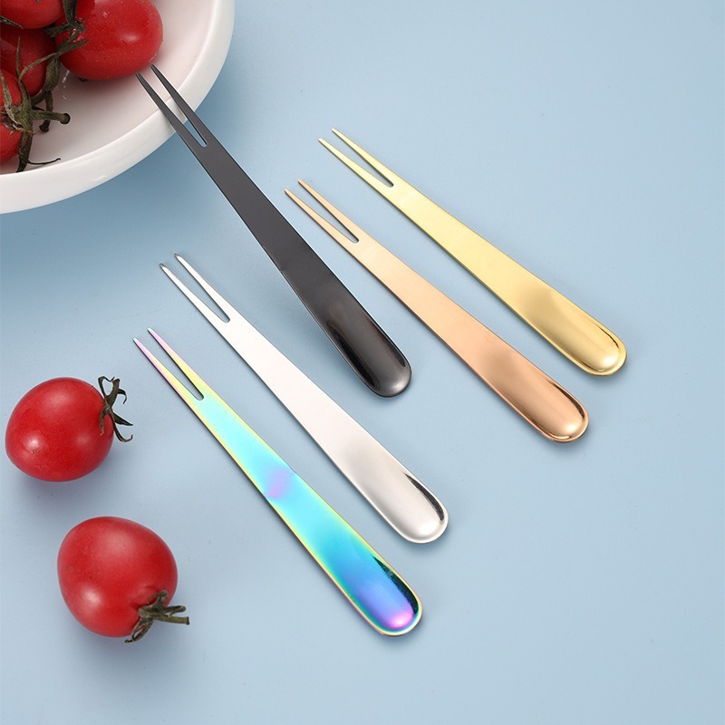 メーカー卸売り304ステンレスフルーツフォーク家庭用クリエイティブダブルスプーンフォーク食器レーザーロゴフォーク|undefined