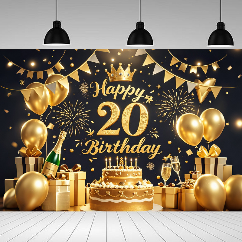 Nueva tela de fondo de feliz cumpleaños transfronteriza, carnaval de fiesta, serie principal de decoración de escenas, banner de cumpleaños