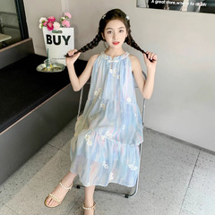 女の子サマードレス新しい女の子サマードレスシフォンスカートファッショナブルなレディビーチドレス女の子ロングスカート