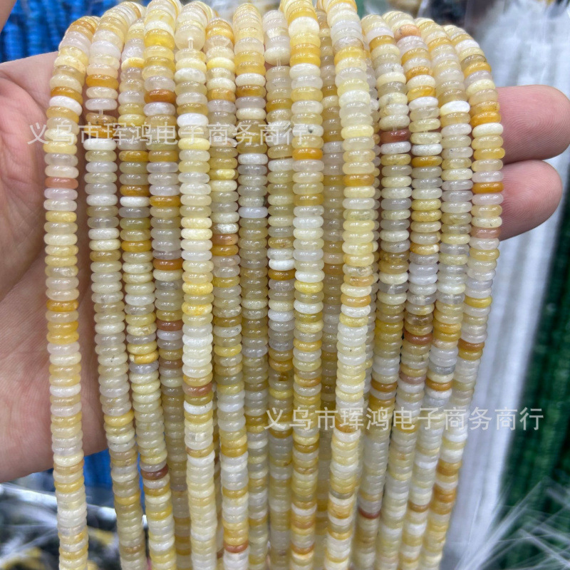 天然石2*6mm亚马逊算盘珠虎眼圆片散珠diy饰品配件定位珠隔片串珠|undefined