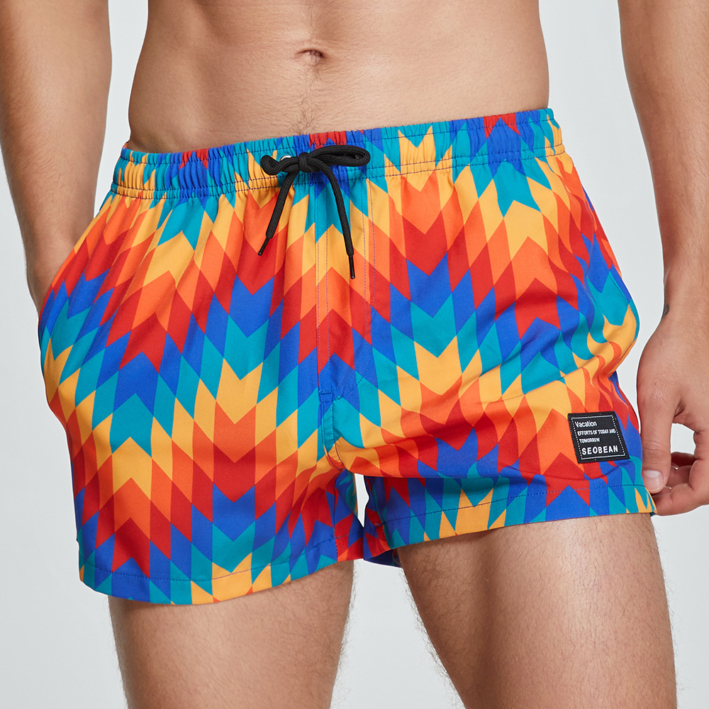 Seobean Herren-Strandhose, personalisierbar, bedruckt, lockere Heimhose, lässige Shorts, modische Surf-Shorts für Herren, Badehose_voghion.com