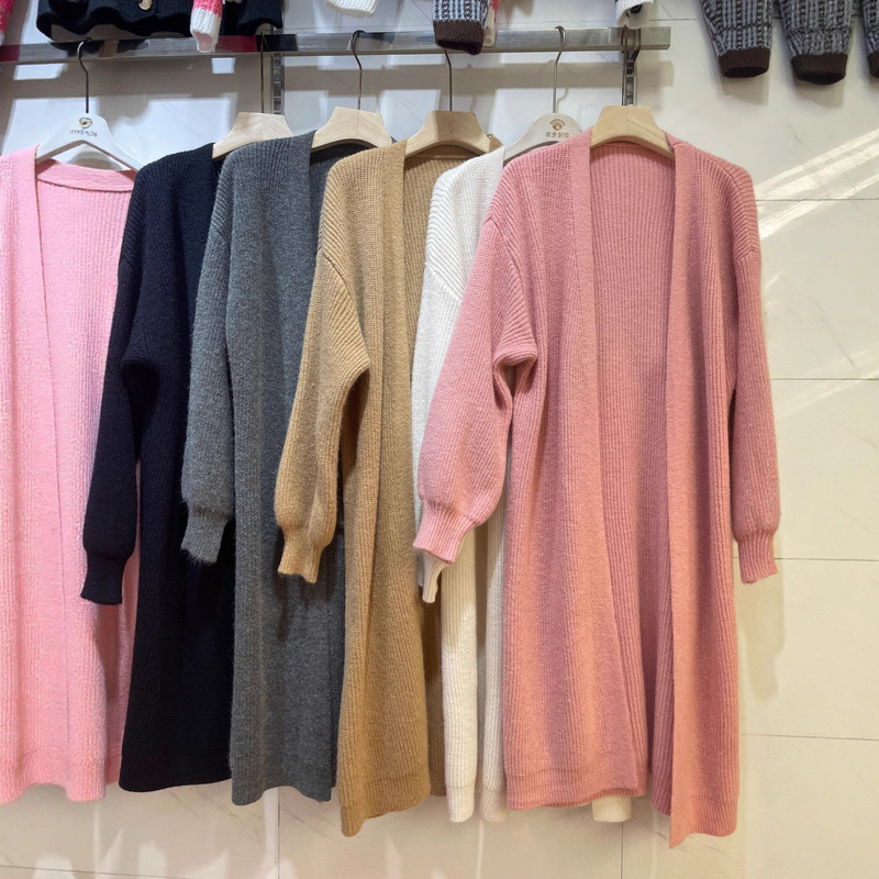 Amazon Cross-Border Real-Shot Mid-Length Knitted Cardigan, Lazy Style Solid Color Outerwear, Fashionable and Loose-Fitting Jacket Amazon Cross-Border Real-Shot Mid-Length Knitted Cardigan, Lazy Style Solid Color Outerwear, Fashionable and Loose-Fitting Jacket