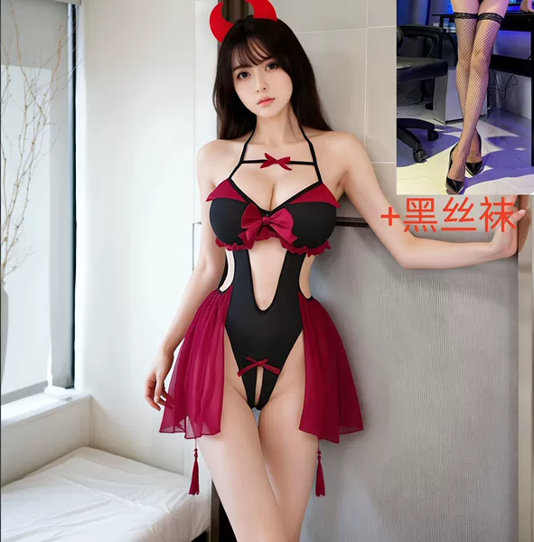 Jumpsuit + headband + black fishnet stockings