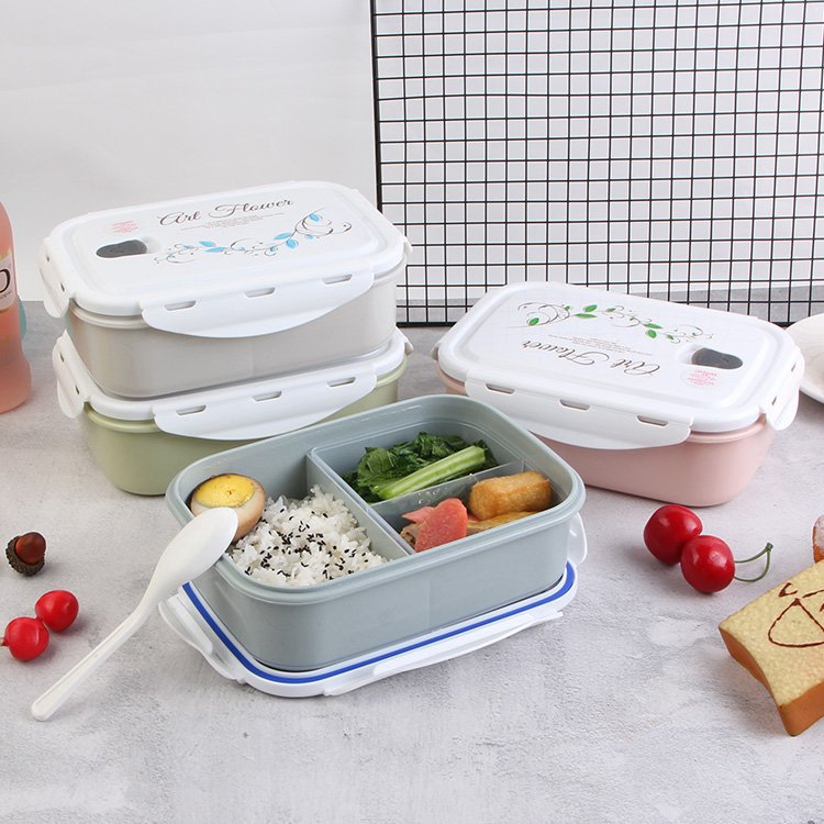 Rectangular plastic lunch box for students for traveling