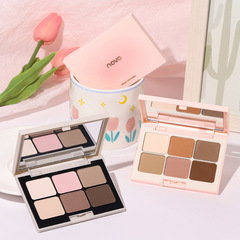 NOVO持妝六色綜合眼影盤大地色系啞光細閃珠光提亮高光修容一體盤