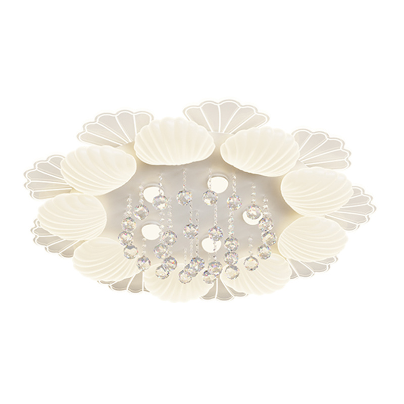 Faros en la sala de estar Luz de techo de cristal de concha creativa simple y moderna Luz de salón de sensación de lujo ligera de estilo crema 412L