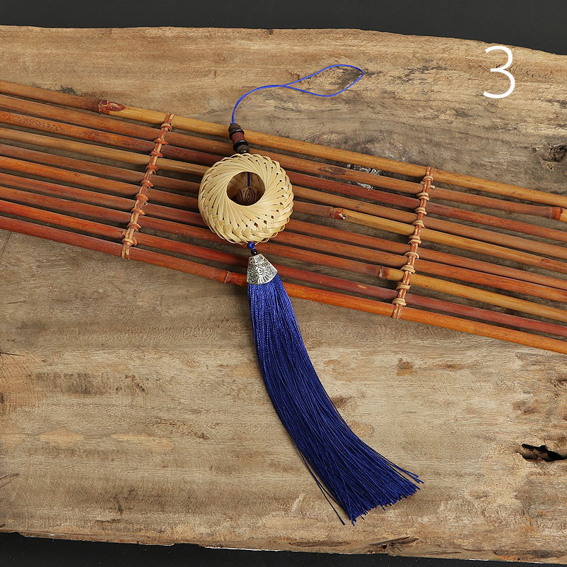 Joyería de estilo antiguo hecho a mano de bambú tejido hanfu accesorios chino colgante oído ventilador clásico estilo antiguo ventilador plegable ventilador redondo borla Accesorios