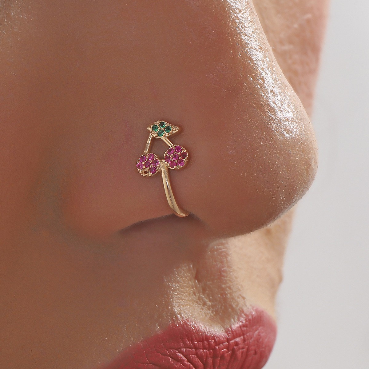 Anello naso farfalla in rame con zircone senza foratura_voghion.com