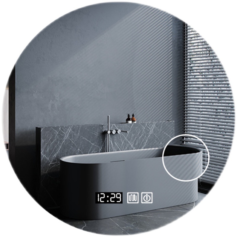 Shiyi inteligente espejo de baño montado en la pared espejo redondo LED espejo cosmético pantalla táctil anti-niebla a prueba de explosión espejo con luz espejo