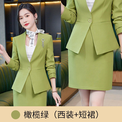 2022秋冬长袖职业套装女韩版气质西装酒店前台珠宝美容院套裙工作