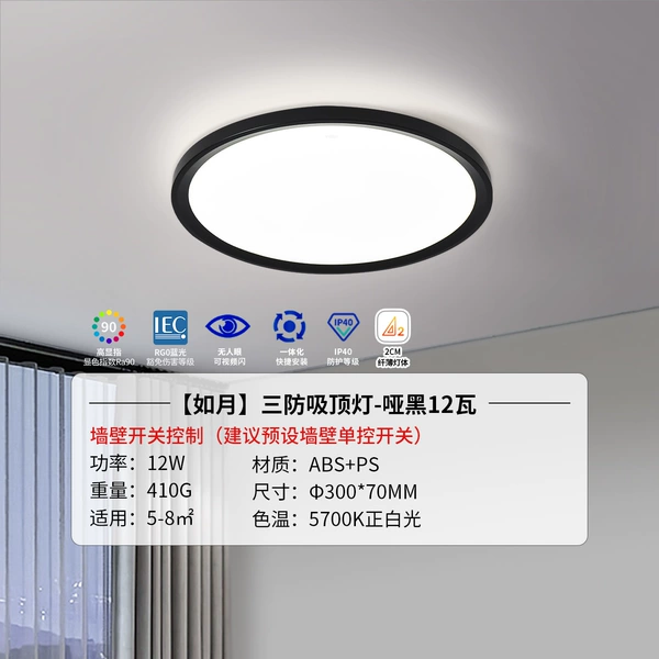 Light + Three Defense [Ruyue Matte Black] 12W White Light