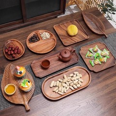 胡桃の木のトレーの長方形の皿の日本式のお茶の杯の食器の果物のお菓子のホテルのお茶の皿の木製の食事の皿