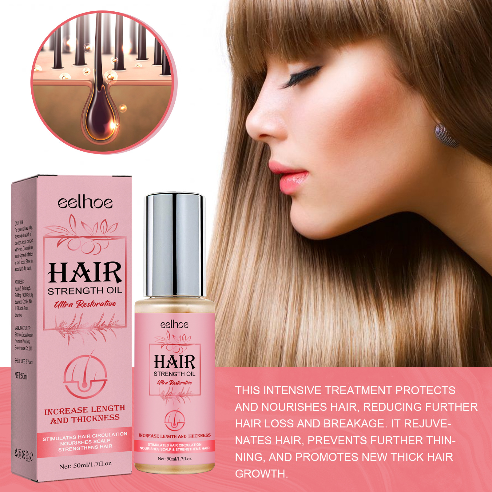 EELHOE Ätherisches Öl für dickes Haar spendet Feuchtigkeit, repariert trockenes und krauses Haar, nährt das Haar, beugt Haarausfall vor und stabilisiert das Haar_voghion.com