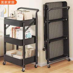 可動トロリー収納ラック床置き多層折りたたみキッチンスナック収納ラック無料設置ラック