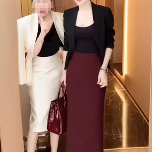24968 Big Love Meiyuan 2025 New Light Mature Style Professional Slim Suit Jacket High Waist Skirt Commuting