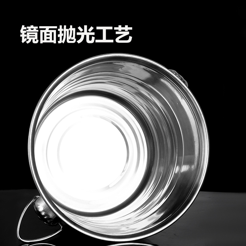 Cubo de hielo de acero inoxidable de doble oreja cabeza redonda cabeza de tigre Cubo de cerveza bar Cubo de vino portátil Cubo de champán engrosado Cubo de almacenamiento