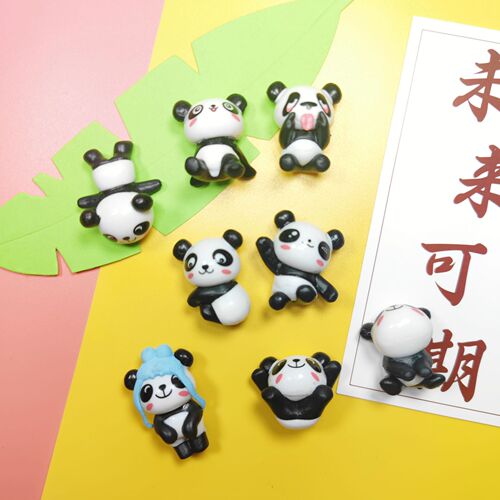 Eight creative cartoon panda refrigerator magnets, PVC three-dimensional magnetic magnets, home decoration blackboard message refrigerator magnets