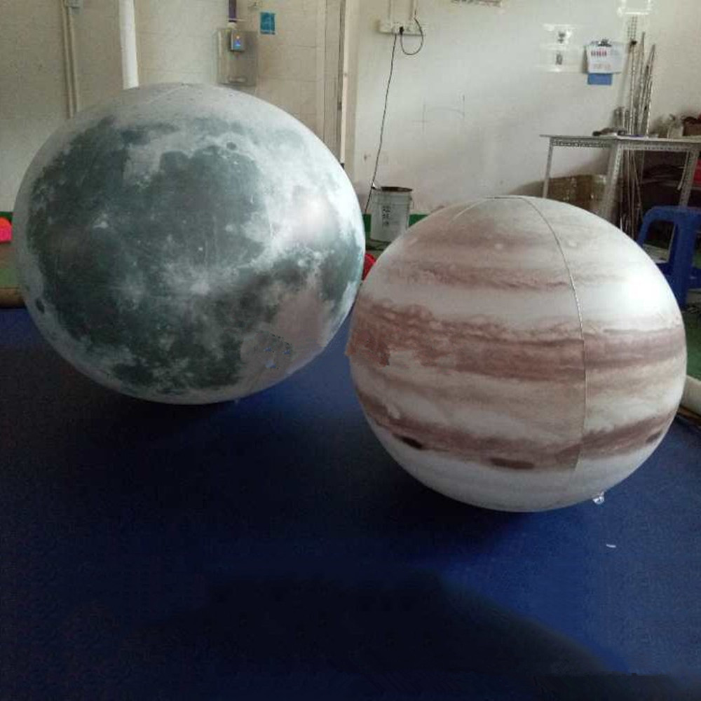 中秋节日庆典装饰PVC发光闭气飘空月球场地装饰充气升空星球气球