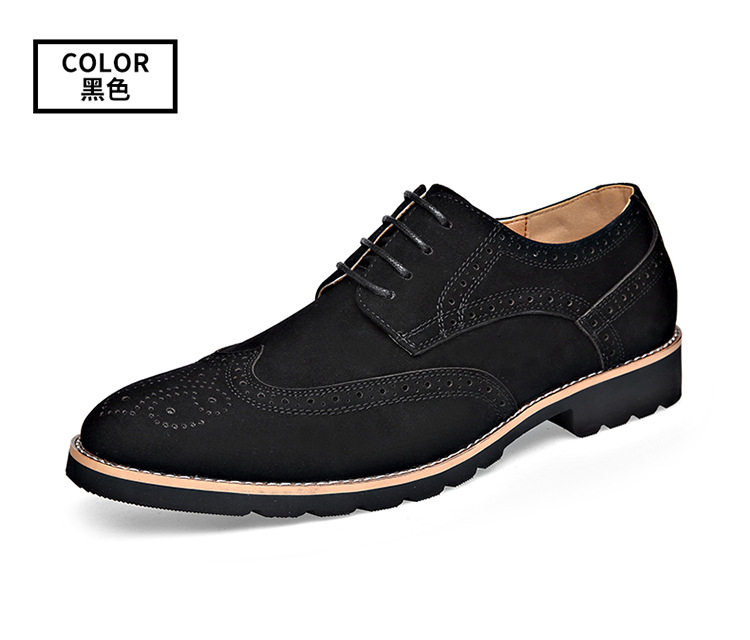 Giày Brogue nam da lộn phong cách Anh, giày lười mũi nhọn đế cao su, phối chỉ khâu — 858 kaki, 858 màu nâu sẫm, 858 đen chi tiết 26