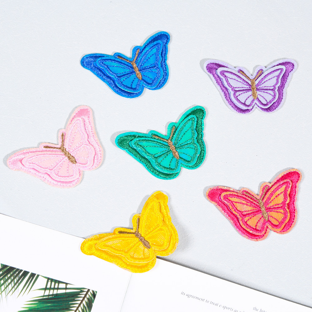 馨文厂家电脑印花刺绣亮粉精品彩色蝴蝶套装服装鞋帽搭配外贸批发