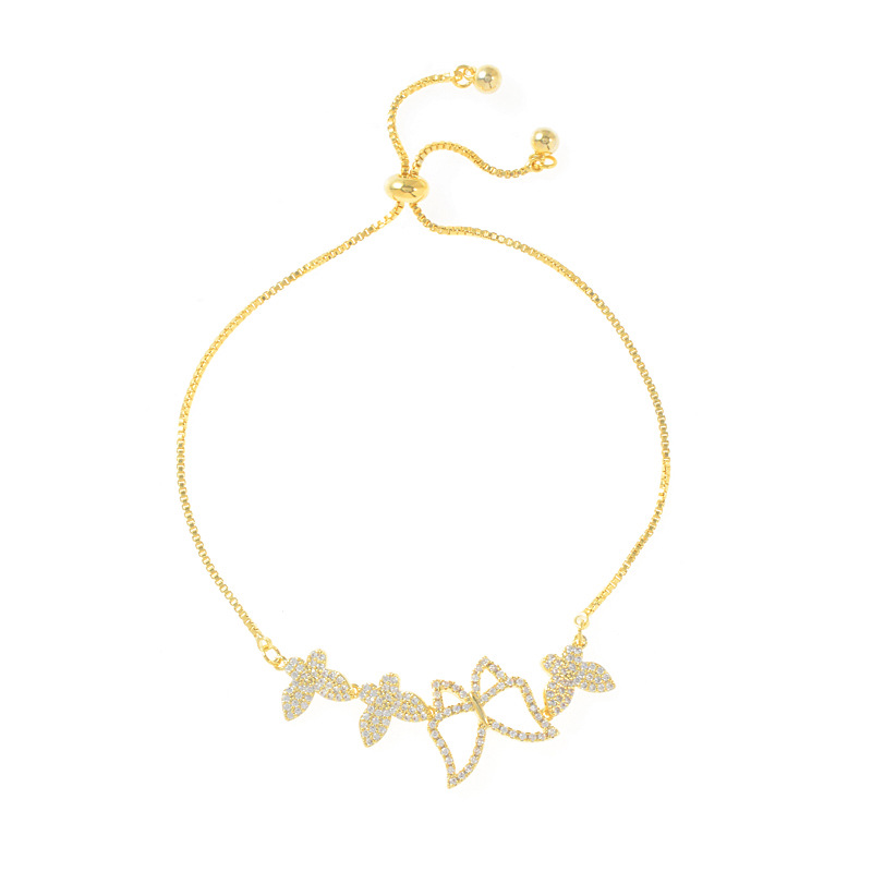 Luxurious Butterfly Copper Bracelets Gold Plated Zircon Copper Bracelets 1 Piece