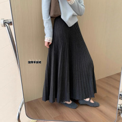 高腰显瘦加厚针织百褶半身裙2025冬季新款韩版百搭休闲淑女风伞裙