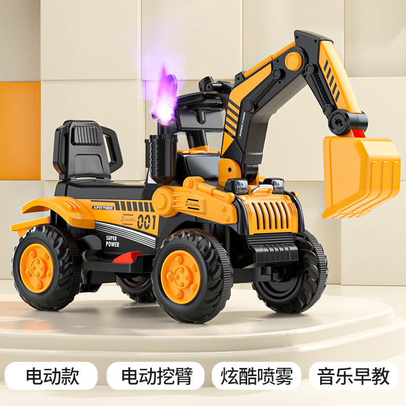 Excavadora de juguetes eléctricos para niños 1 - 5 años de edad coche de ingeniería puede sentarse en excavadora eléctrica de control remoto grande