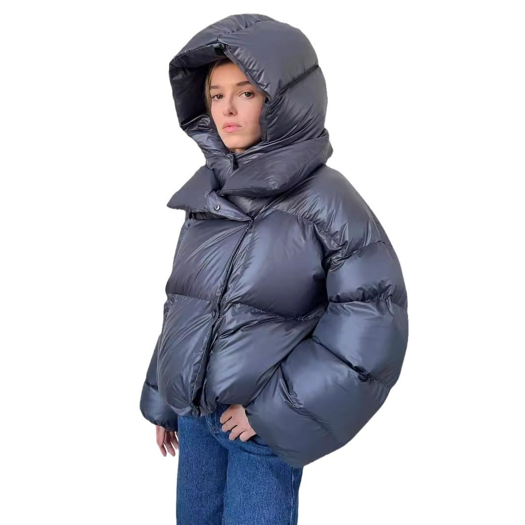 Ropa de mujer Abrigo de algodón de invierno para mujer Estilo de moda para mujer Personalidad de calle Abrigo corto de algodón con capucha_voghion.com