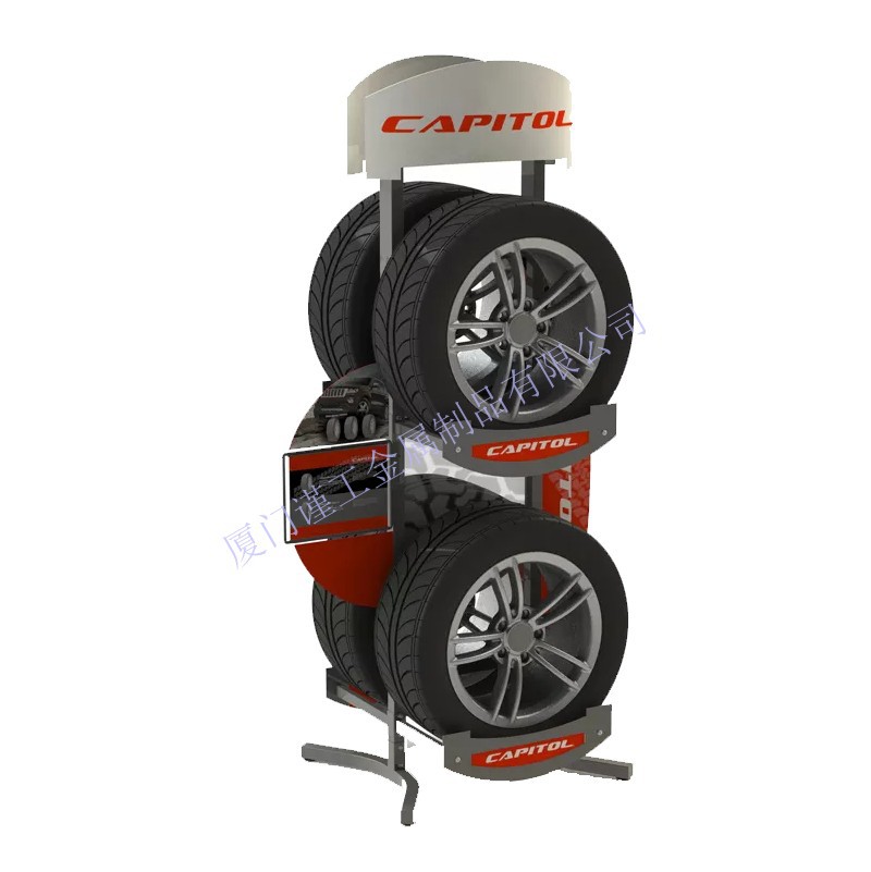 热销金属金轮毂展轮胎零售店室内设计汽车产品汽车轮胎轮胎展示架