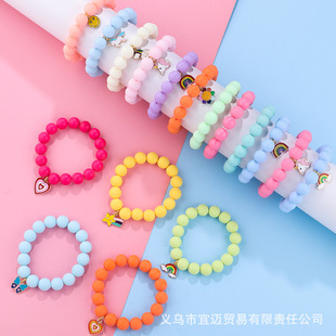 Children's Acrylic Bracelet Amazon New Product Unicorn Beaded Colorful Frosted Bracelet Party Decoration Handmade
