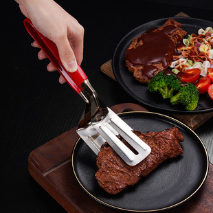 304 Thickened Food Tongs Stainless Steel Steak Tongs Fish Flipping Tongs Frying Spatula Non-Stick Kitchen Multifunctional Frying Spatula
