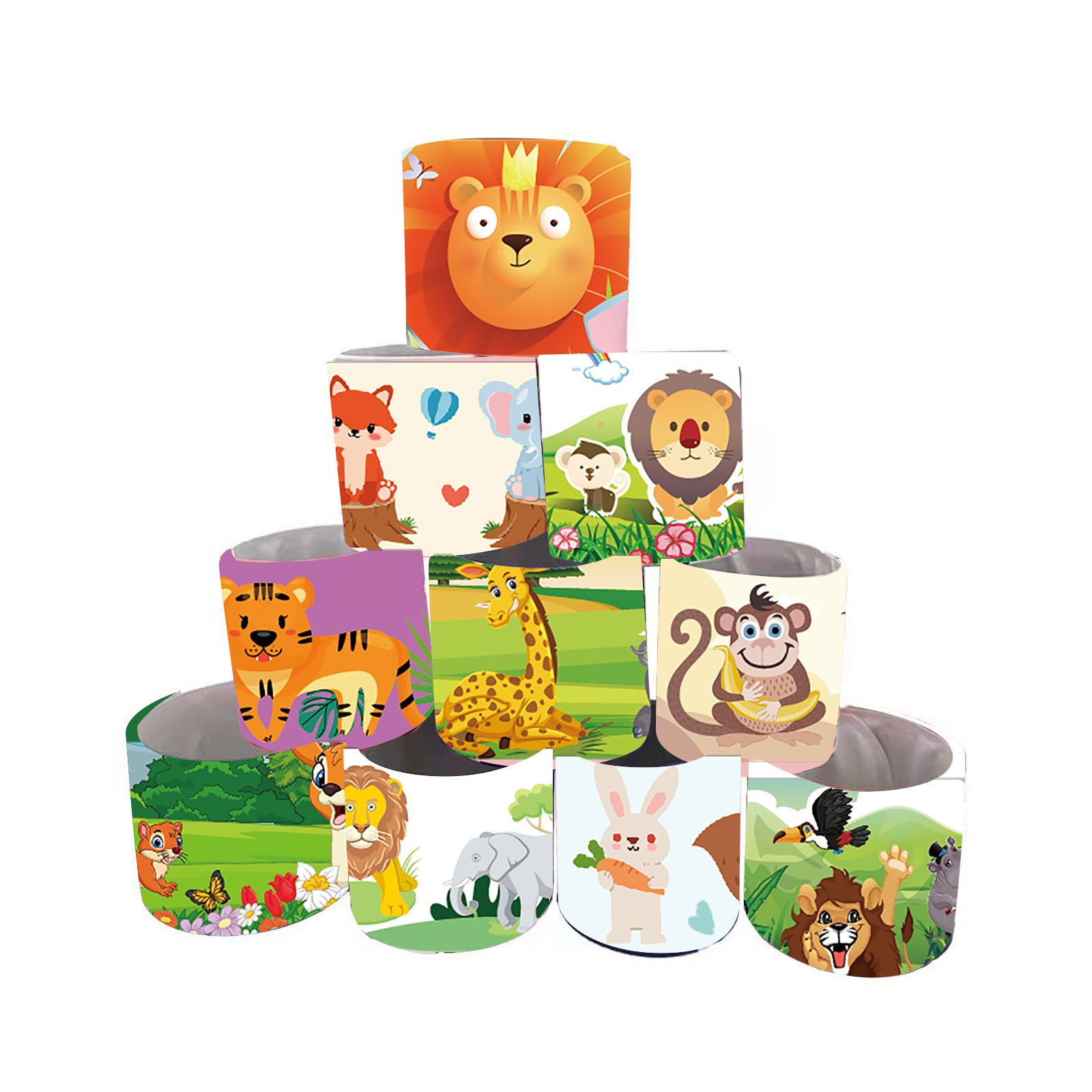 Animales forestales transfronterizos anillo de pvc tema animal de la selva pulsera anillo