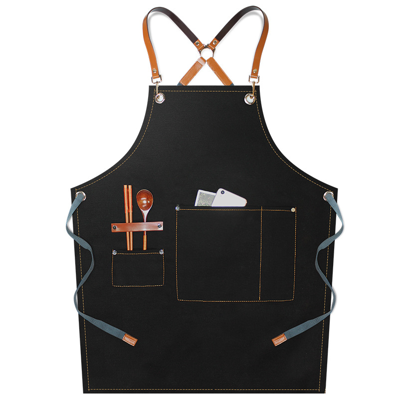 Delantal de lona gruesa Red Femenina mismo estilo peluqueros leche té tienda barista hornear cocina guardapolvos delantal al por mayor