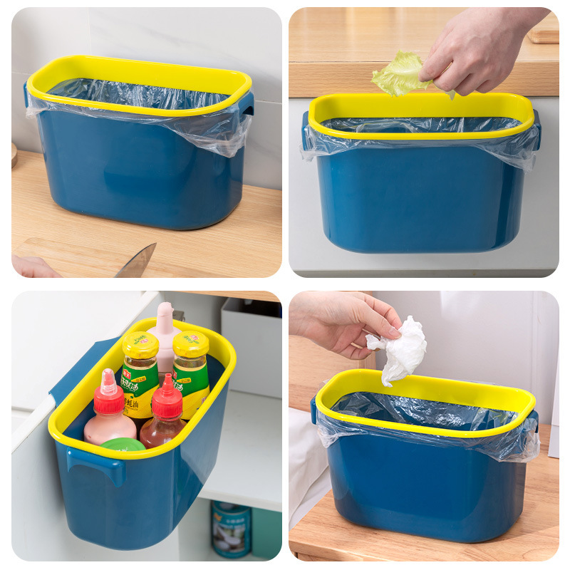 Cuenca de basura doméstica de cocina tipo colgante estante multifuncional cesta de almacenamiento sin agujeros colgantes puerta de gabinete basura