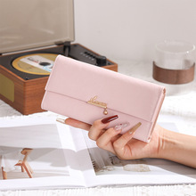跨境新潮2025新款女士长款钱包日韩小清新爱心吊坠三折包女手拿包