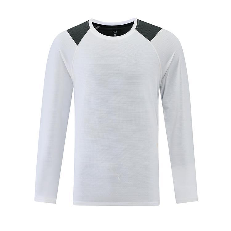 Ropa de secado rápido a juego de color de moda para hombres nueva de cuatro agujas de seis líneas cuello redondo transpirable fitness running baloncesto deportes Camiseta de manga larga