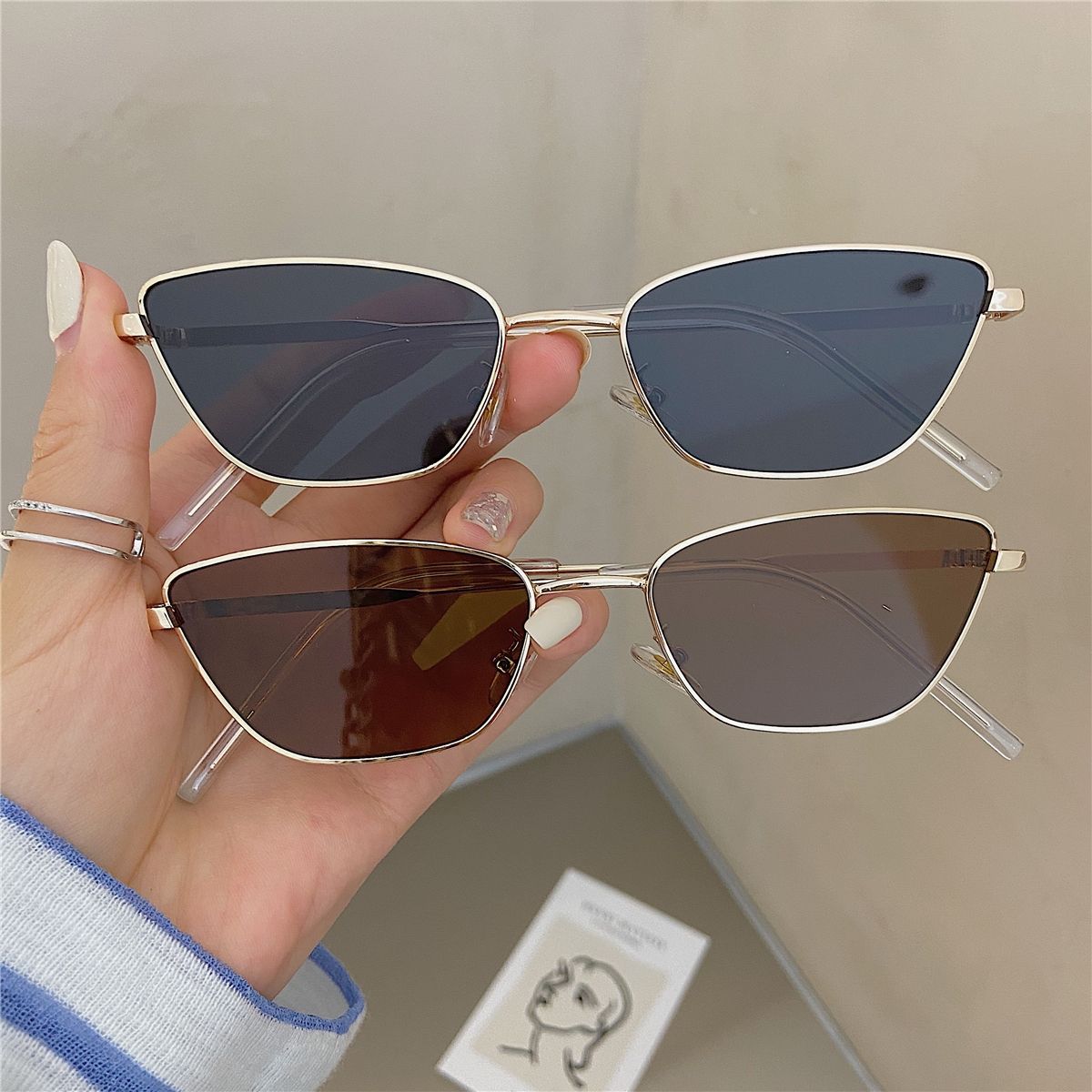 40g Weight Full Frame Glasses Structure Sunglasses Classification PC, UV400 Protection Lens Material Cat Eye Glasses Style Outdoor, Travel, Beach Occasion Geometric Pattern All Seasons Season Unisex Gender Retro, Classic Style Style Grey, Black Color Retro Classic Style Geometric PC UV400 Protection Cat Eye Full Frame Women's Sunglasses 3