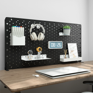Ll Punch-Free Iron Hole Board Desktop Vertical Home Desk Dormitory Storage Partition E-Sports Black Wall Storage