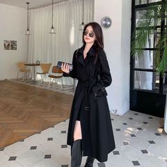 女中春秋2025气质新款修身长款显瘦内衬外套大衣女装风衣氨纶