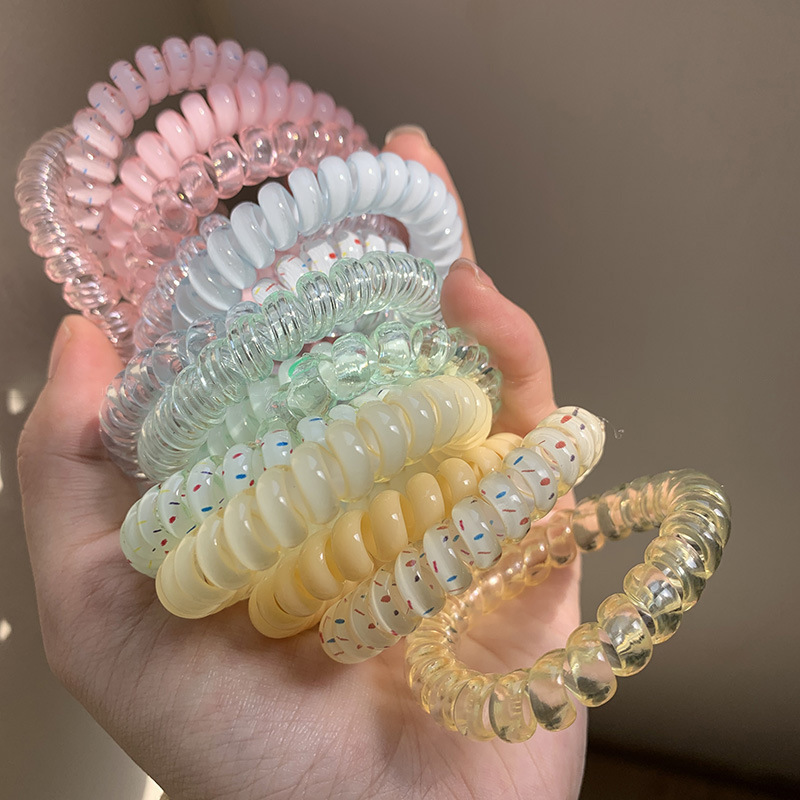 韩式高弹力皮筋扎头发加粗电话圈发绳女高马尾发饰头绳电话线发圈|undefined
