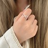 Tide, adjustable ring, simple and elegant design, 2024 years, on index finger, Japanese and Korean