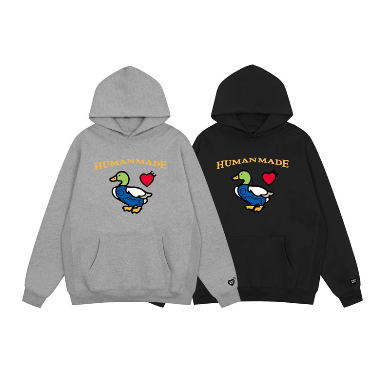 Felpa con cappuccio uomo stampa anatra human made unisex_voghion.com