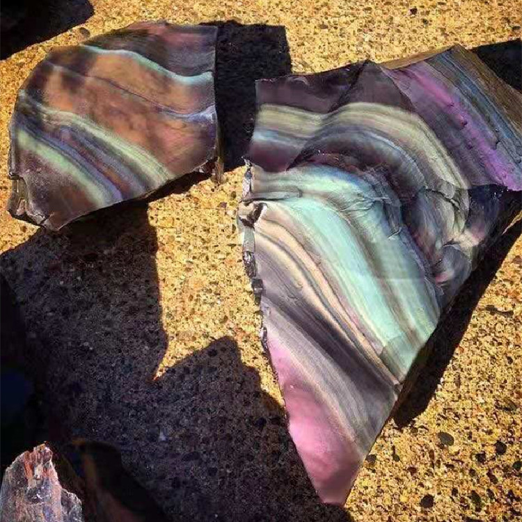 黑曜石批发各种工艺装饰黑曜石大块原石彩虹眼原石