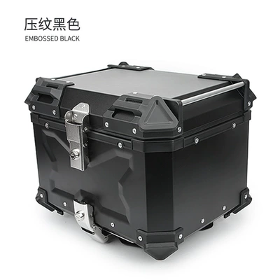 Factory direct motorcycle modified large corner rear trunk scooter universal embossed aluminum alloy storage box 45L (Motorcycle trunk) - motorcycle-embossed-tail-box-black-45l