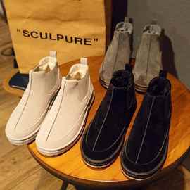 冬季保暖加绒东北雪地靴男一脚蹬加厚面包鞋中帮套脚防滑棉鞋子男