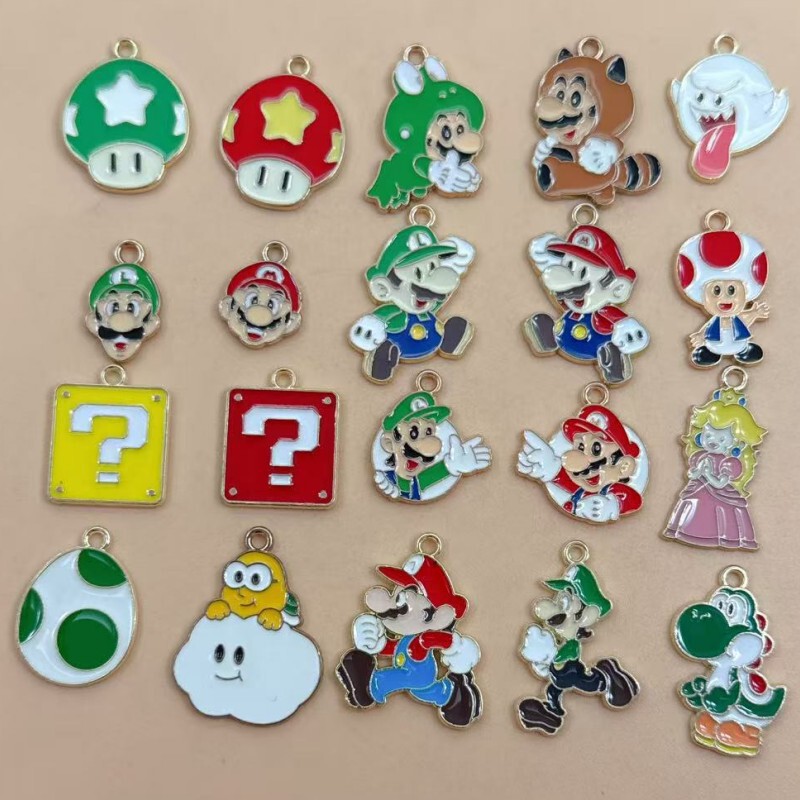 Super Mario DIY Jewelry Accessories Alloy Oil Drop Bag Decoration Bracelet Earrings Necklace Hair Accessories Pendant