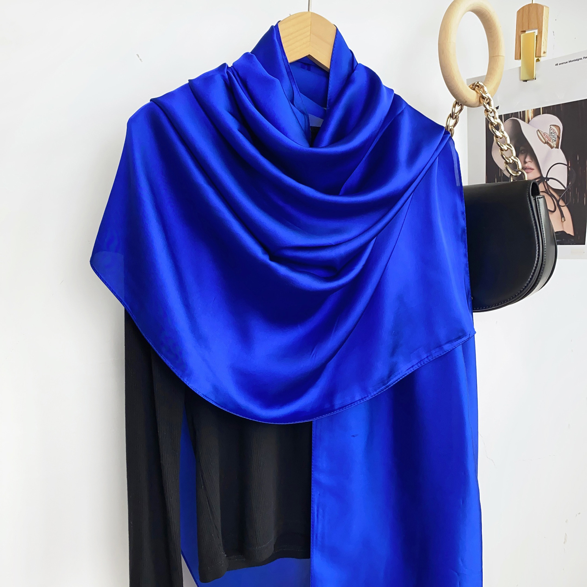 Verano delgada de gran tamaño bufanda desierto viajes protector solar chal estilo étnico bufanda seda artificial color sólido bufanda para las mujeres