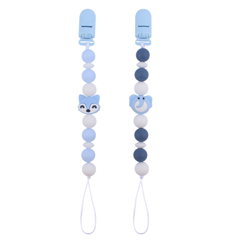 Suministros para bebés chupete cadena creativa bebé animal de silicona mordedura cadena anti-caída molar dos conjuntos