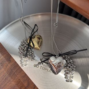 Stainless steel necklace opening and closing heart letter love grape string niche design leather rope necklace long sweater chain